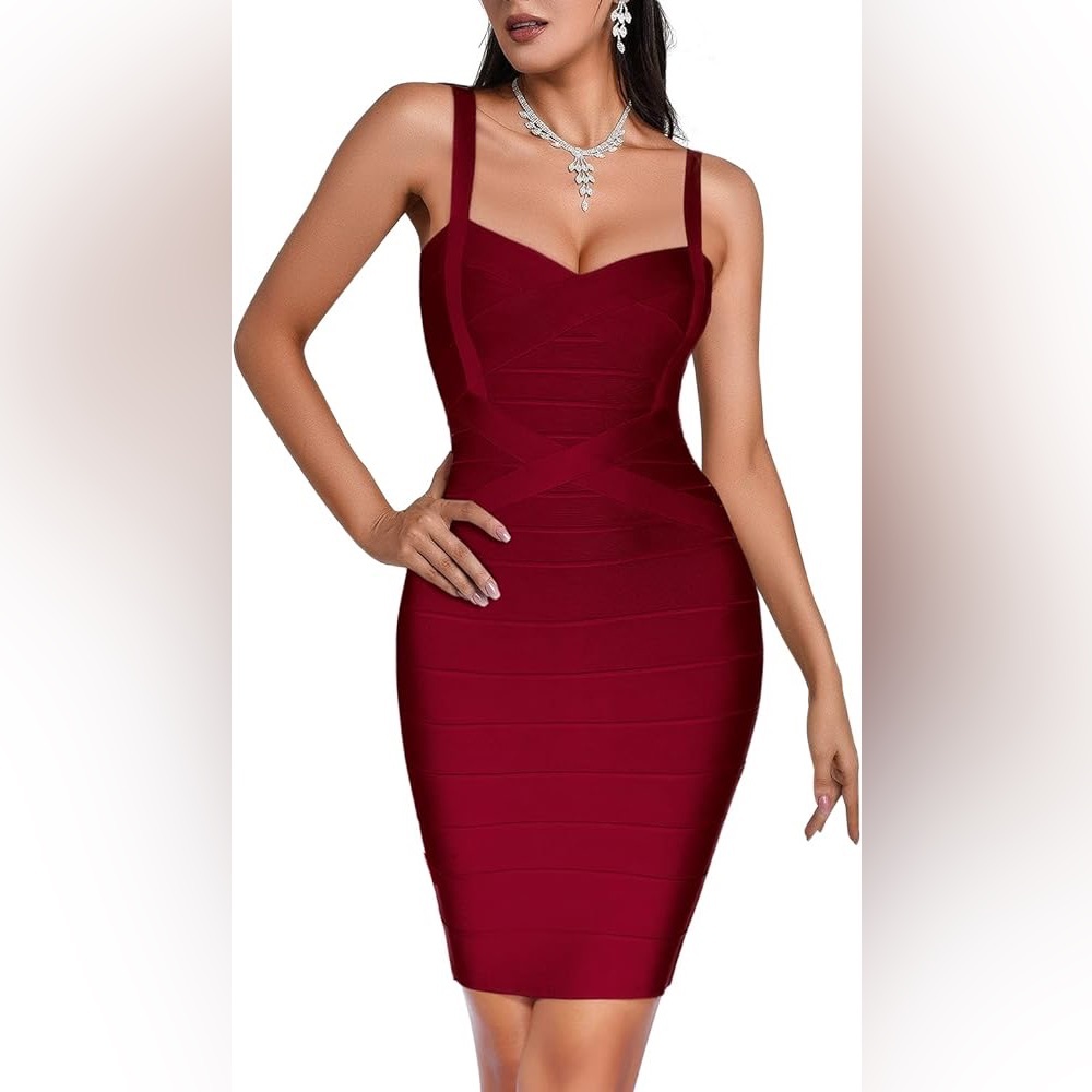 Burgundy Bandage Dress